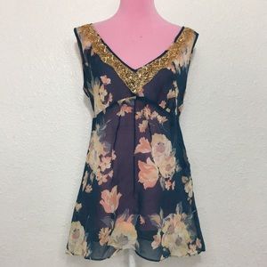 100% SILK Banana Republic sheer sequin blouse